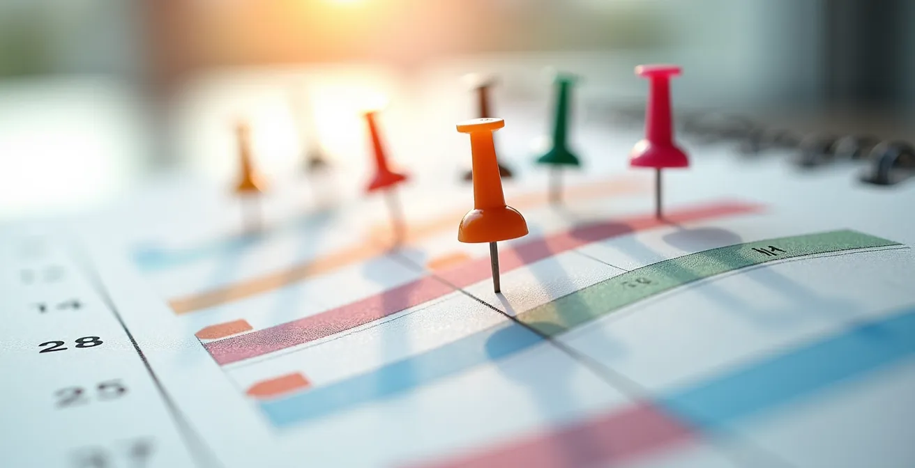 Calendario visuale dei carichi di lavoro annuali per volontari