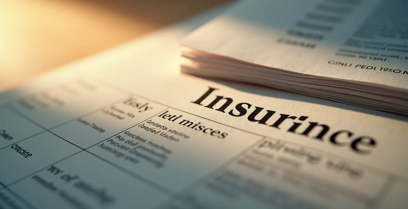 Macro ravvicinata di polizza assicurativa con focus su clausole di rivalsa